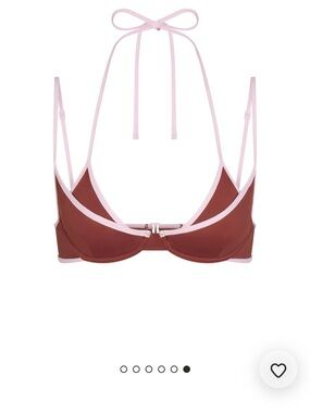 SKIMS Brown Bikini Top with Light Pink Trim